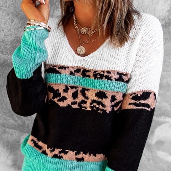 Plus Round Neck Multicolored Oversized Sweater